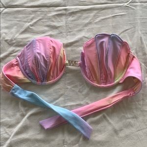 Rainbow Mermaid Shell Bra Bikini Top